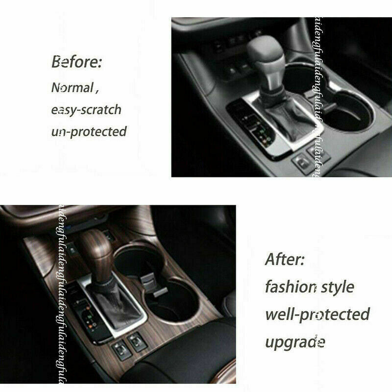 Wood Grain Gear Box Shift Cup Holder Panel Cover for Toyota Highlander 2014-2019