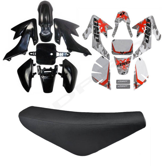 Plastic kit graphics + for seat for Honda CRF50 XR 50 SSR 110CC 125CC Dirt Pit bicycles