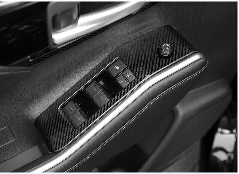 Carbon Fiber Steel Window Lift Panel Switch Cover for Toyota Highlander 2020-23
