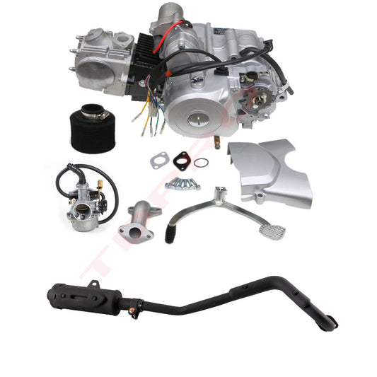 125cc All-Terrain Vehicle Semi-Automatic Engine Motor Kit with Exhaust Replacement for 110cc Go-Kart 4 ATC70