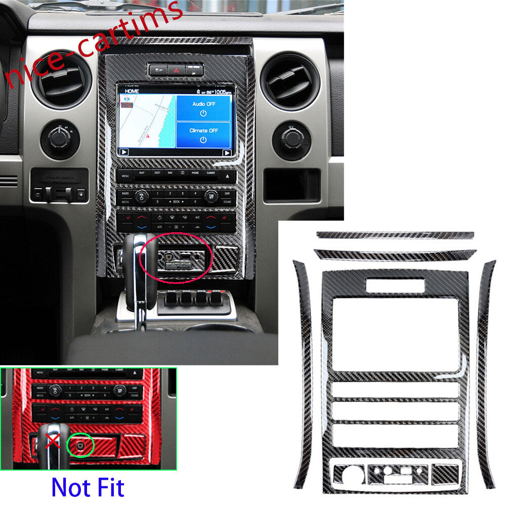 for Ford F150 2009-14 Carbon Fiber Center Console Panel Navigation CD Panel Trim