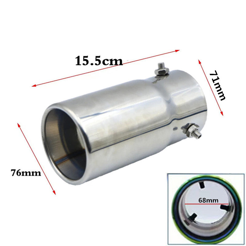 1x Universa Chrome 70mm Inlet Exhaust Tail Muffler Tip Stainless Steel Rear Pipe