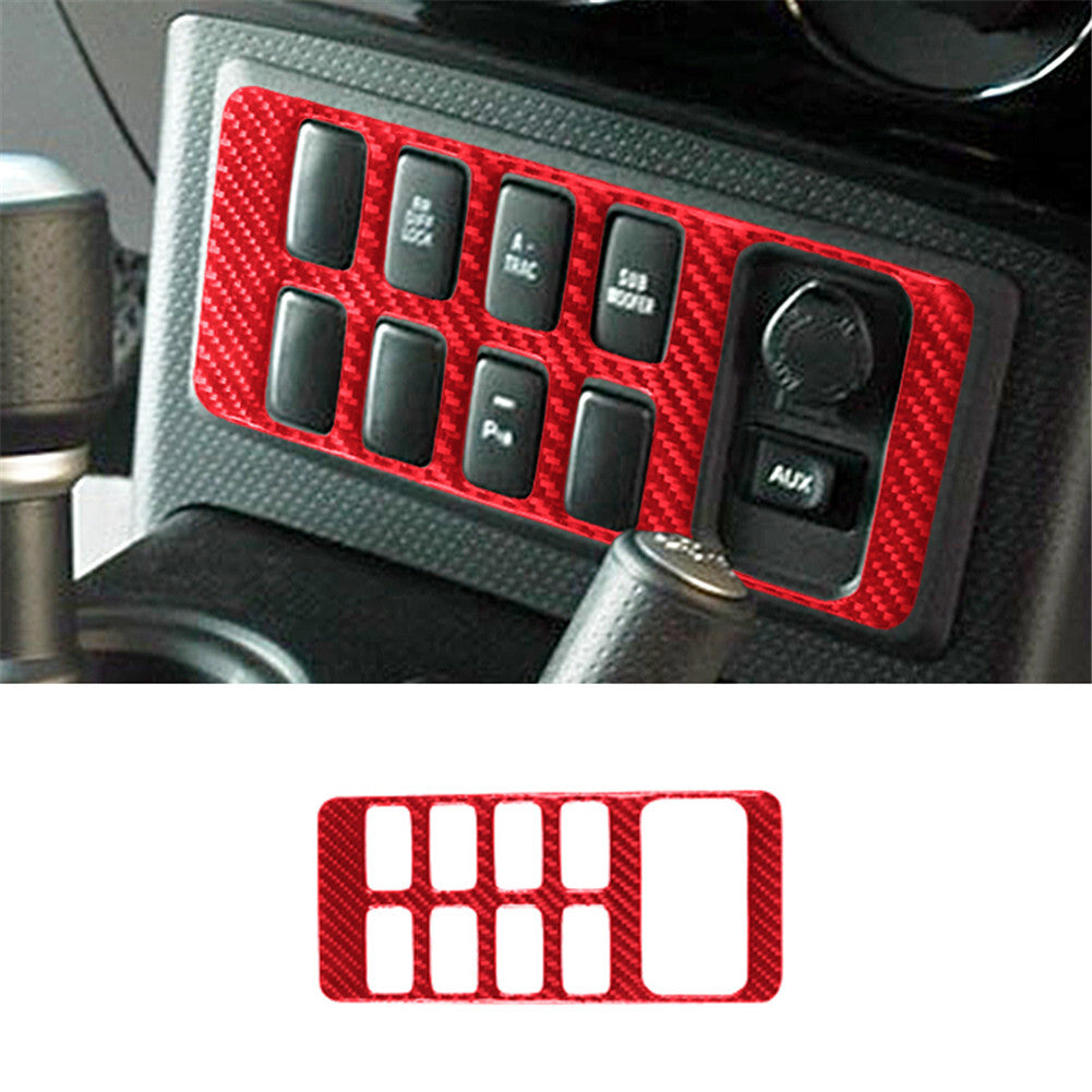 Red Carbon Fiber Central Control Button Panel Trim for Toyota FJ Curiser 2007-21