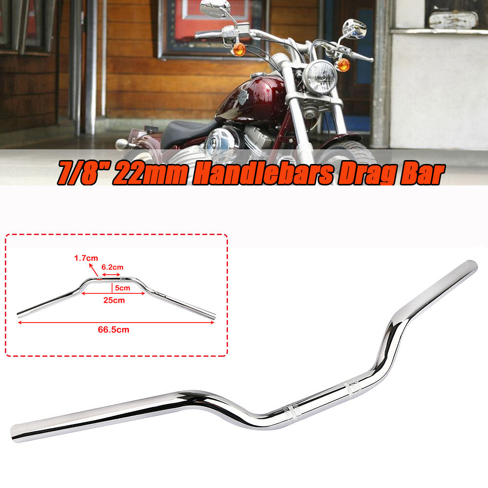Handlebar Motorcycle 7/8 22mm Drag Bar For Dirt Bike ATV Iron Chrome Universal