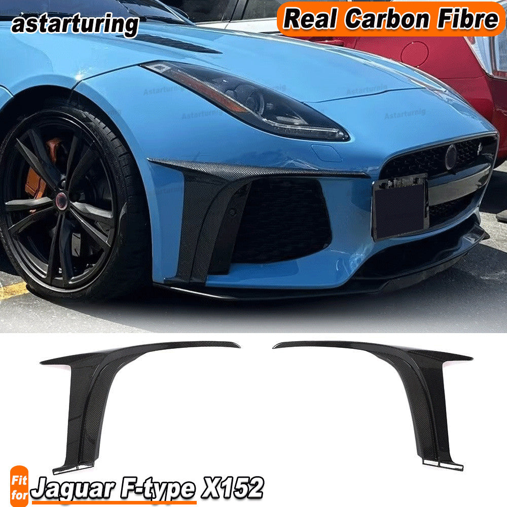Fit for Jaguar for F-type X152 16-19 Real Carbon Front Bumper Fins Splitters Canard