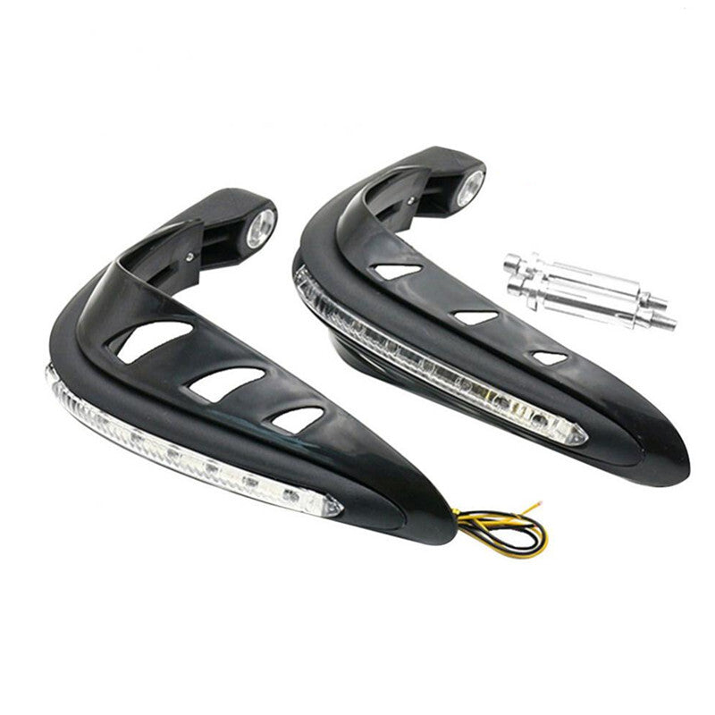 2P 7/8 22mm Motorcycle LED Handlebar Protector Cover Hand Guard White LED Light