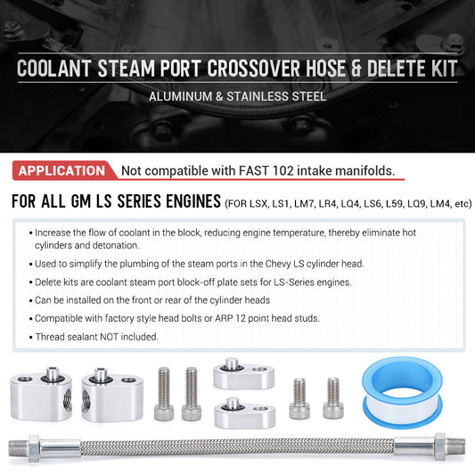 LS Throttle Body Bypass Coolant Crossover Hose Kit Braided Stainless Aluminum SS