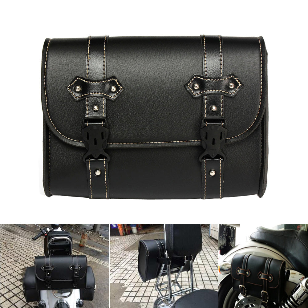 Motorcycle Saddle Bag Tool Bag Motorbike Tool Roll Pannier Sissy Bar PU Leather