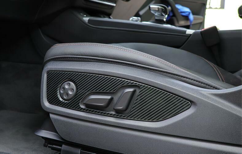 for Audi Q5 2018-23 Carbon Fiber Steel for Seat Button Handle Panel Cover Trim 2PCS