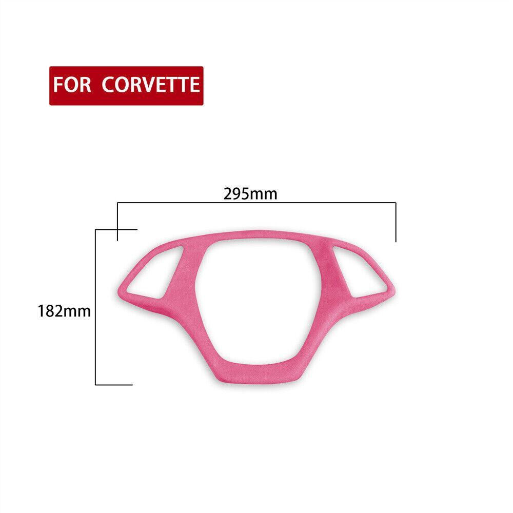Suede Pink Steering Wheel Button Frame Trim for Chevrolet for Corvette C7 2014-19