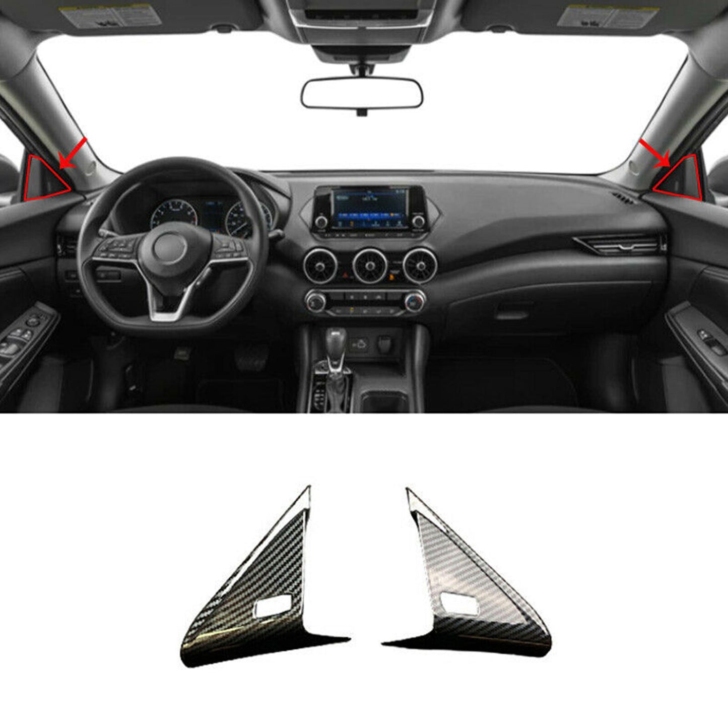 for Nissan Sentra Sylphy 2020-2022 Carbon Fiber Front Triangle A-Pillar Cover