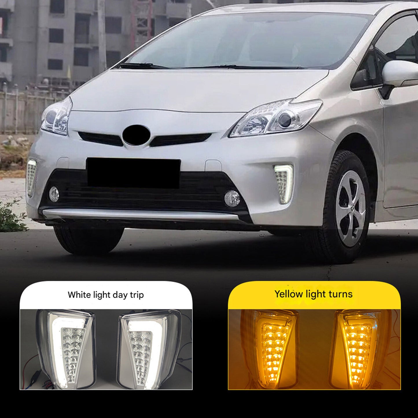 For 2012-15 for Toyota Prius LED Switchback Fog Turn Signal Lights DRL Lamp Smoked