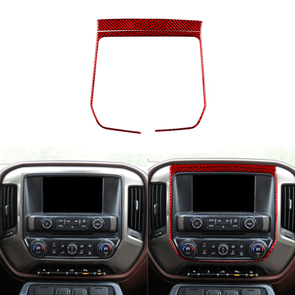 Red Carbon Fiber Radio Console Surround Trim For Silverado for GMC for SIERRA 2014-2018