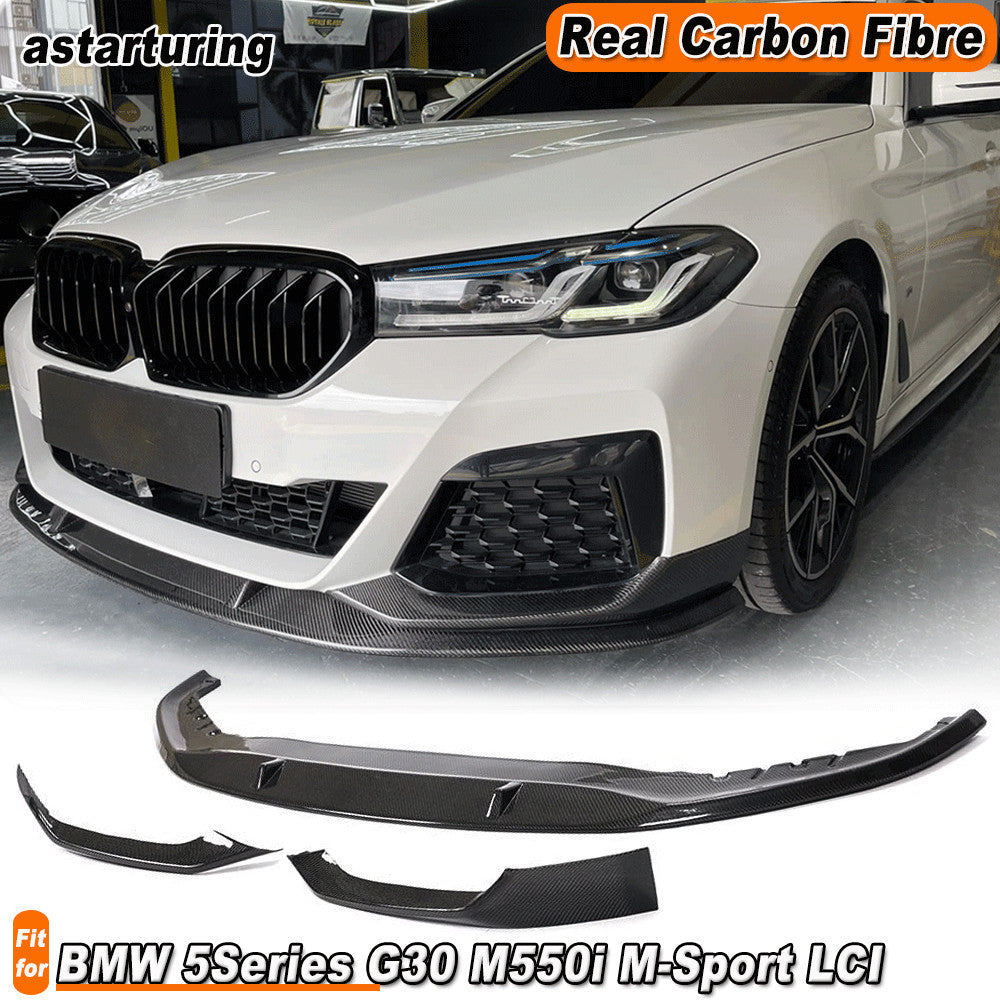for BMW G30 530i 540i M550i M-Sport 2021-23 REAL Carbon Front Bumper Lip Spoiler