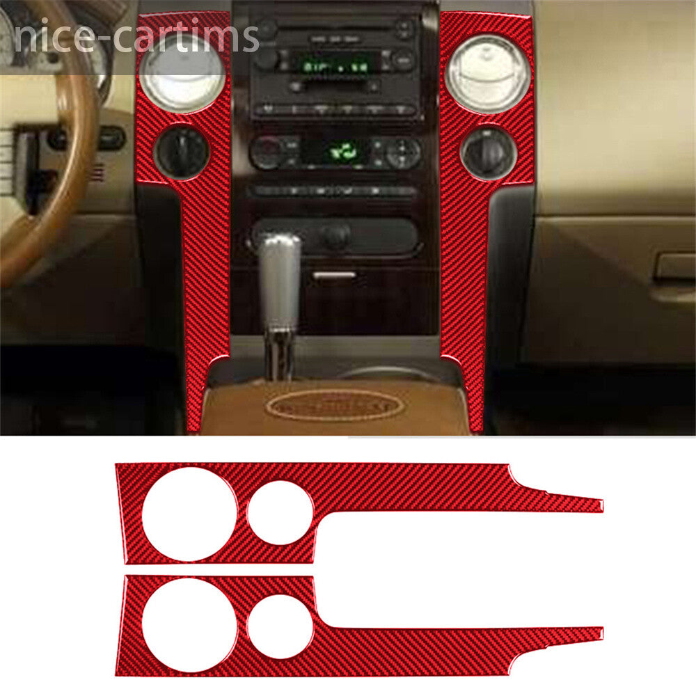 Red Carbon Fiber Center Air Vent Outlet Panel Cover for Ford F-150 FX4 2004-2008