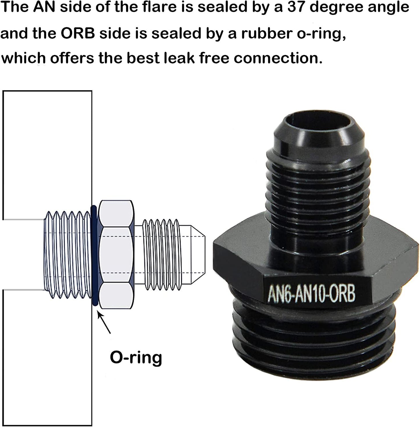 10AN ORB to 6AN Shining Adapter for Oil/Fuel/Water/Liquid/Airline/Gas Hose Ends