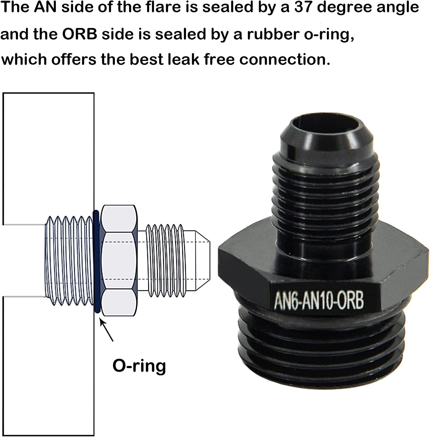 10AN ORB to 6AN Shining Adapter for Oil/Fuel/Water/Liquid/Airline/Gas Hose Ends
