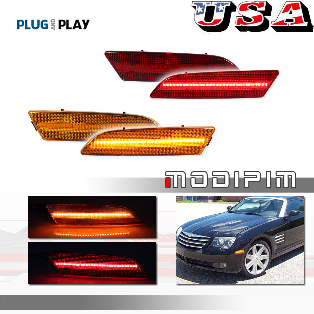Four OE-style AR LED front and rear marker lights for 04-08 for Chrysler Crossfire