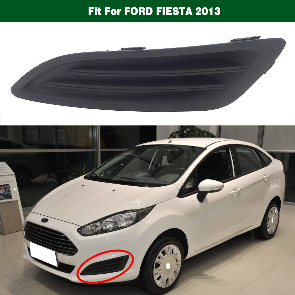 Left Front Bumper Fog Light Lamp Grille Cover Bezel for Ford Fiesta 2013-2015