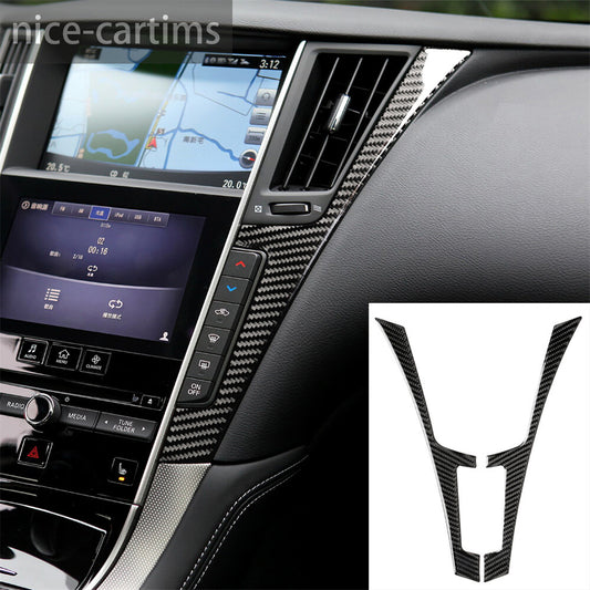 2¡ÁCarbon Fiber Central Control Side Panel Trim for Infiniti Q50 Q60 QX60 2014-22