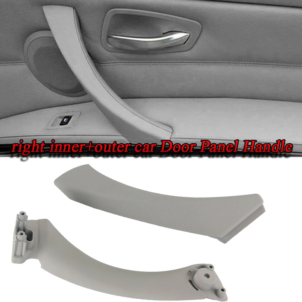 Gray door panel handle pull tab cover + inner bracket on the right side, suitable for BMW E90 328i.