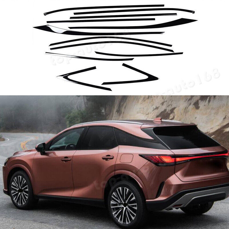 S.Steel Black Frame Windows Strip Cover Trim 12P for Lexus RX 350 350h 23-2024