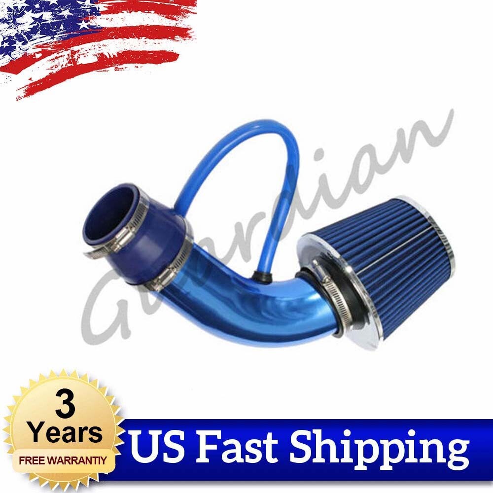 3-inch 76mm air filter kit, blue intake hose, Alu replacement for automotive use - universal