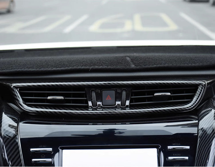 Carbon fiber trim kit for the center air vent of the dashboard, suitable for Nissan Murano 2015-2024.
