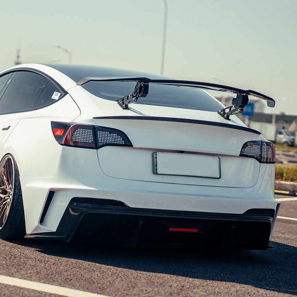 New Automatic Adjustable Real Carbon Fiber Spoiler Wings for 17-23 for Tesla Model 3