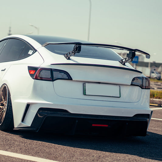 New Automatic Adjustable Real Carbon Fiber Spoiler Wings for 17-23 for Tesla Model 3