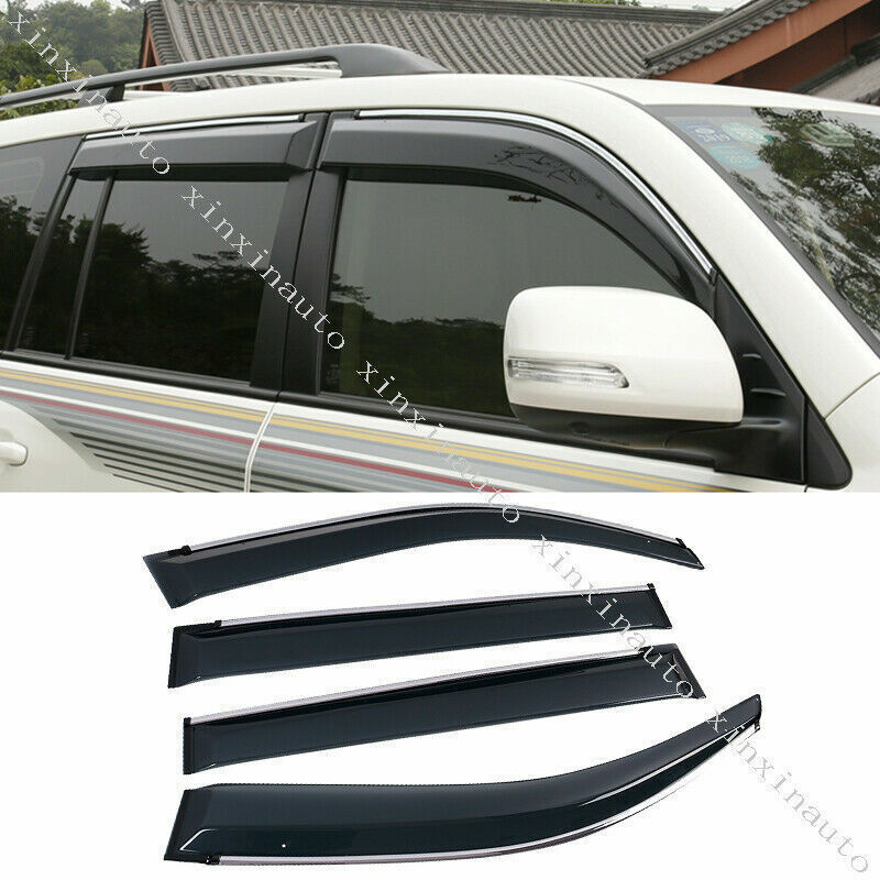 for Toyota for Land Cruiser 2008-21 Window Visors Sun Rain Guard Deflectors W/Chrome