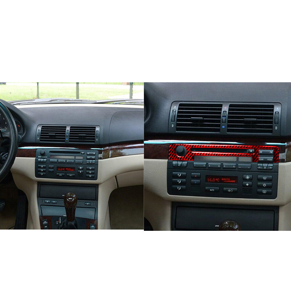Red carbon fiber center console CD trim for BMW 3 Series E46 1998-2005