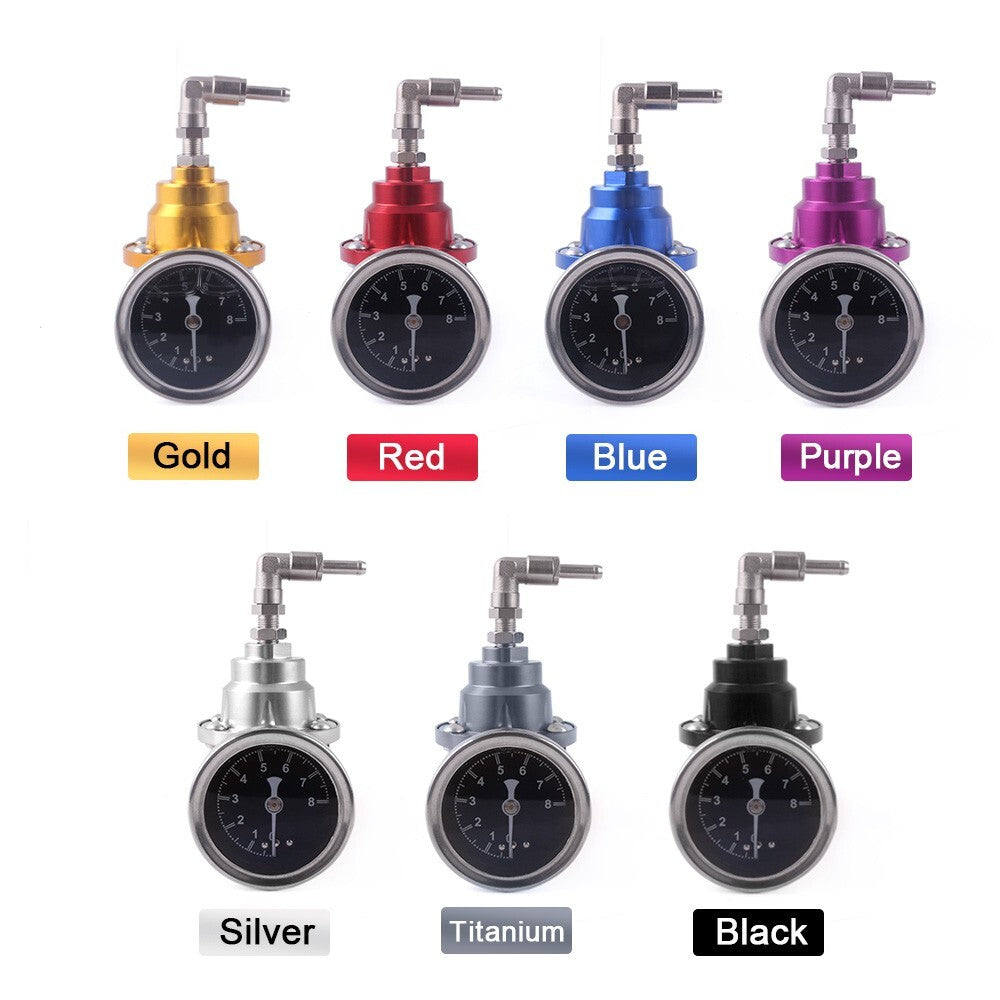 Blue Universal Adjustable Car Fuel Pressure Regulator with Oil Gauge Kit