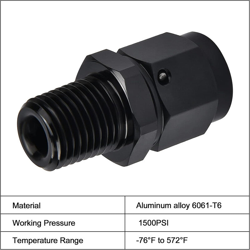 6AN AN6 Female Flare to 1/4NPT Male Straight Swivel Adapter Fitting Aluminum