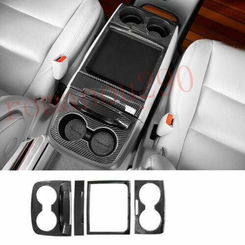 ABS Carbon Fiber Front Water Cup Holder Panel Cover Trim for Toyota for Sienna 15-20