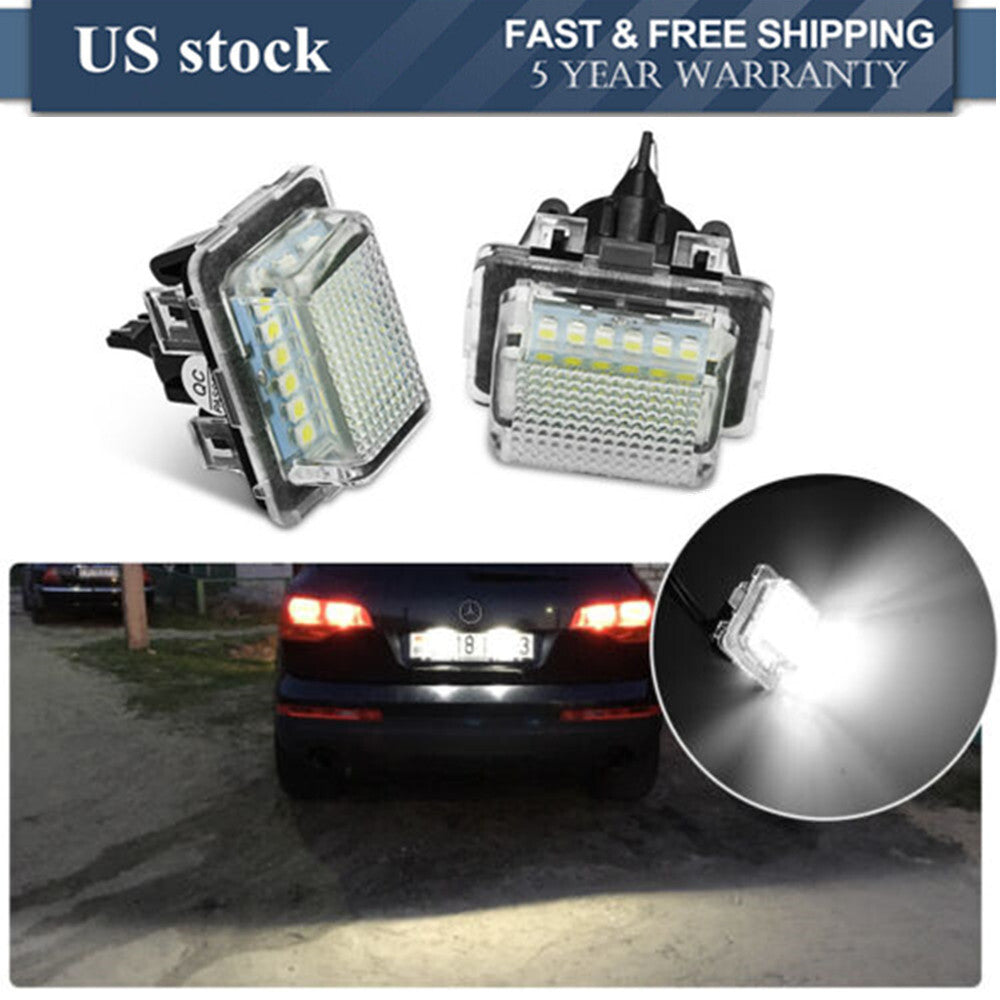 2Pcs Rear LED License Plate Light Lamps for Mercedes Benz C-Class W204 2007-2011