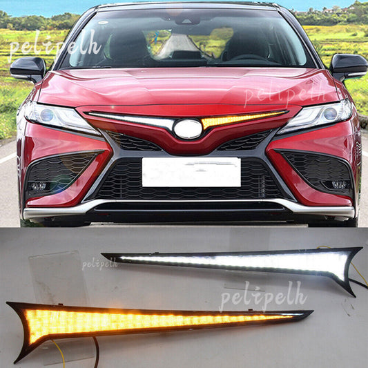 for Toyota for Camry 2018-23 White/Amber Front Grille LED Daytime Running Turn Light