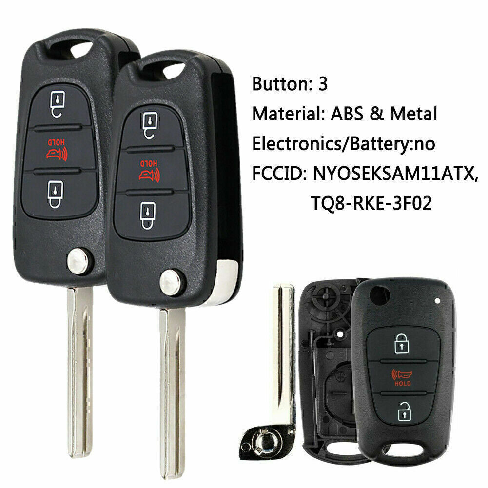 Fits 2012-2014 for Kia Rio / 2010-2013 for Kia Soul Flip Key Fob Remote Case Shell 2 Se