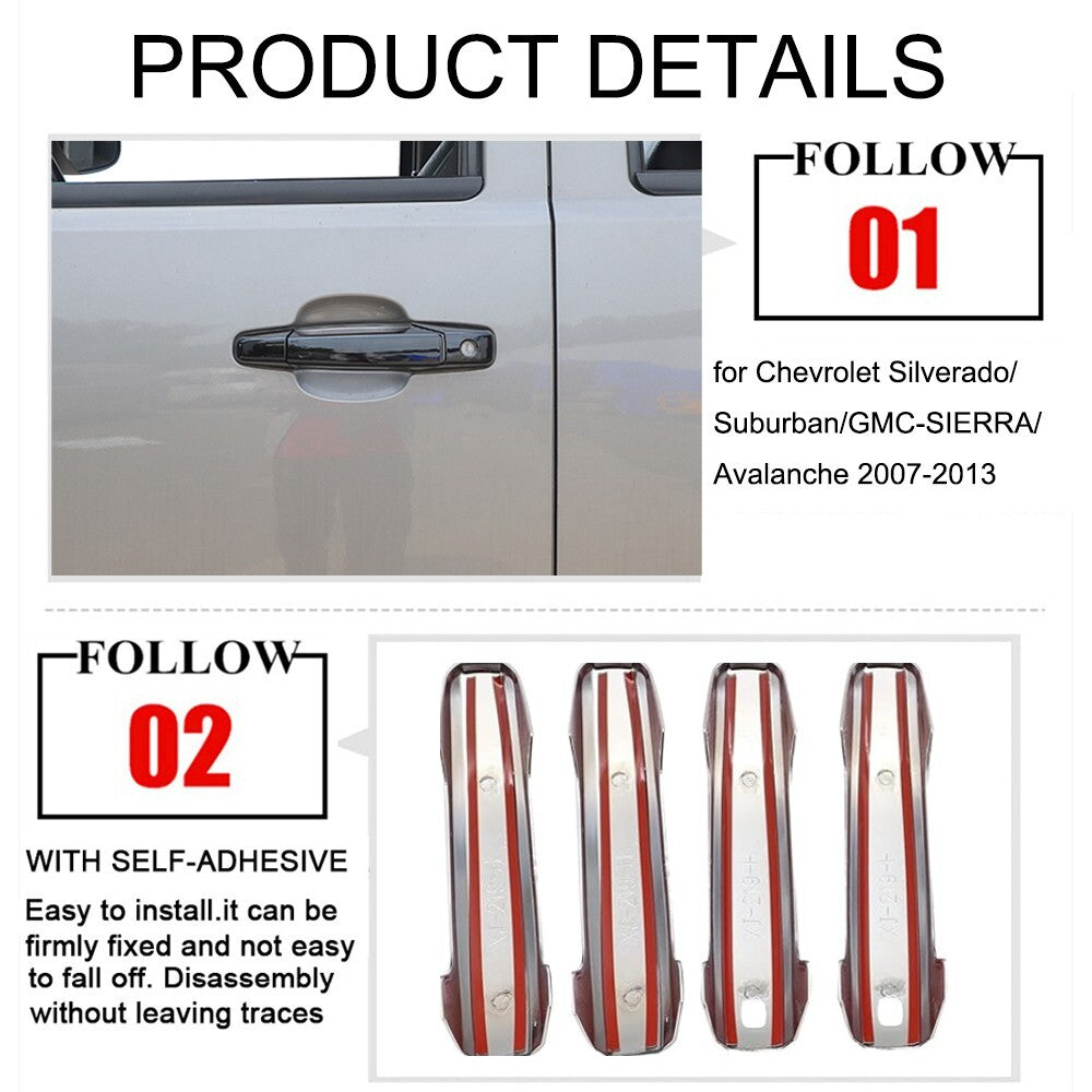 Black Door Handle Cover Trim for Chevrolet Silverado/Suburban/ for GMC - for SIERRA / 07-13