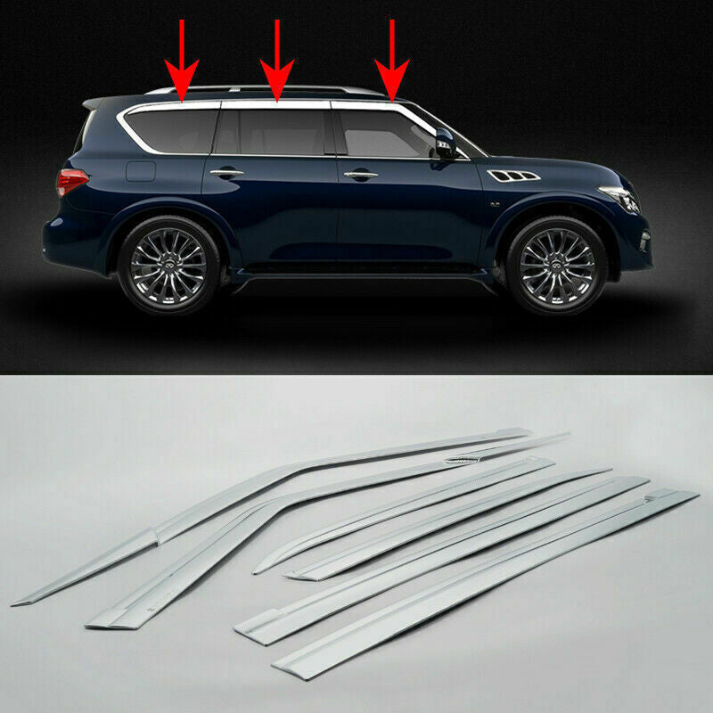 for Infiniti QX56 QX80 2010-22 Chrome Window Visor Vent Shade Sun Rain Guard 6x