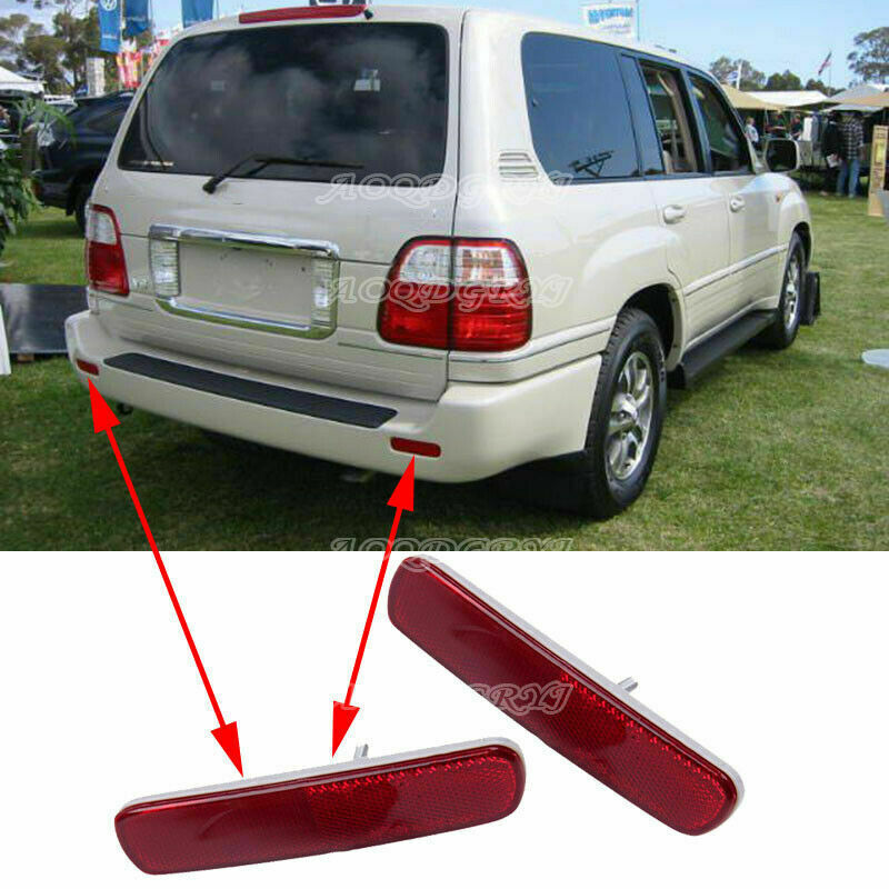 Car Accessories Rear Bumper Red Reflector Lens 2X for LEXUS LX470 1998 1999-2007