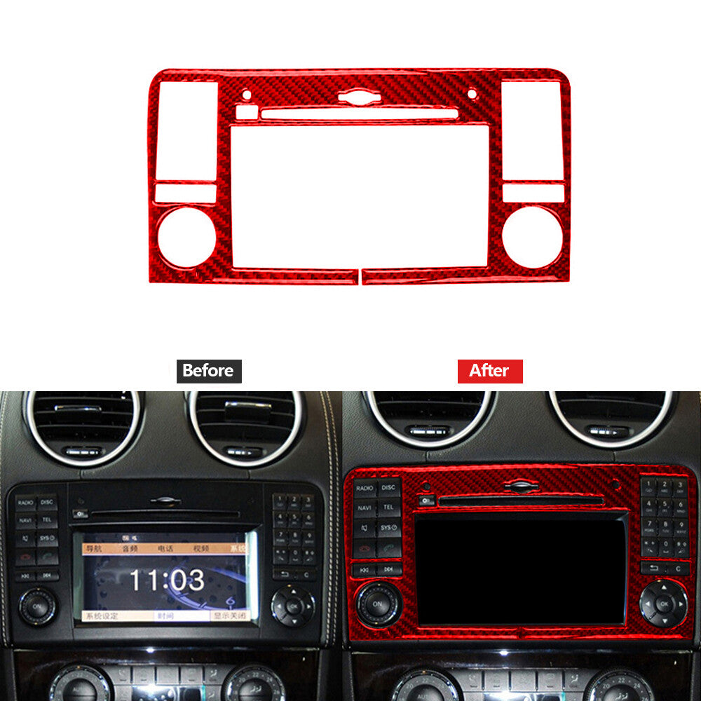 Red carbon fiber navigation bezel for Mercedes-Benz M-class 06-11 type A