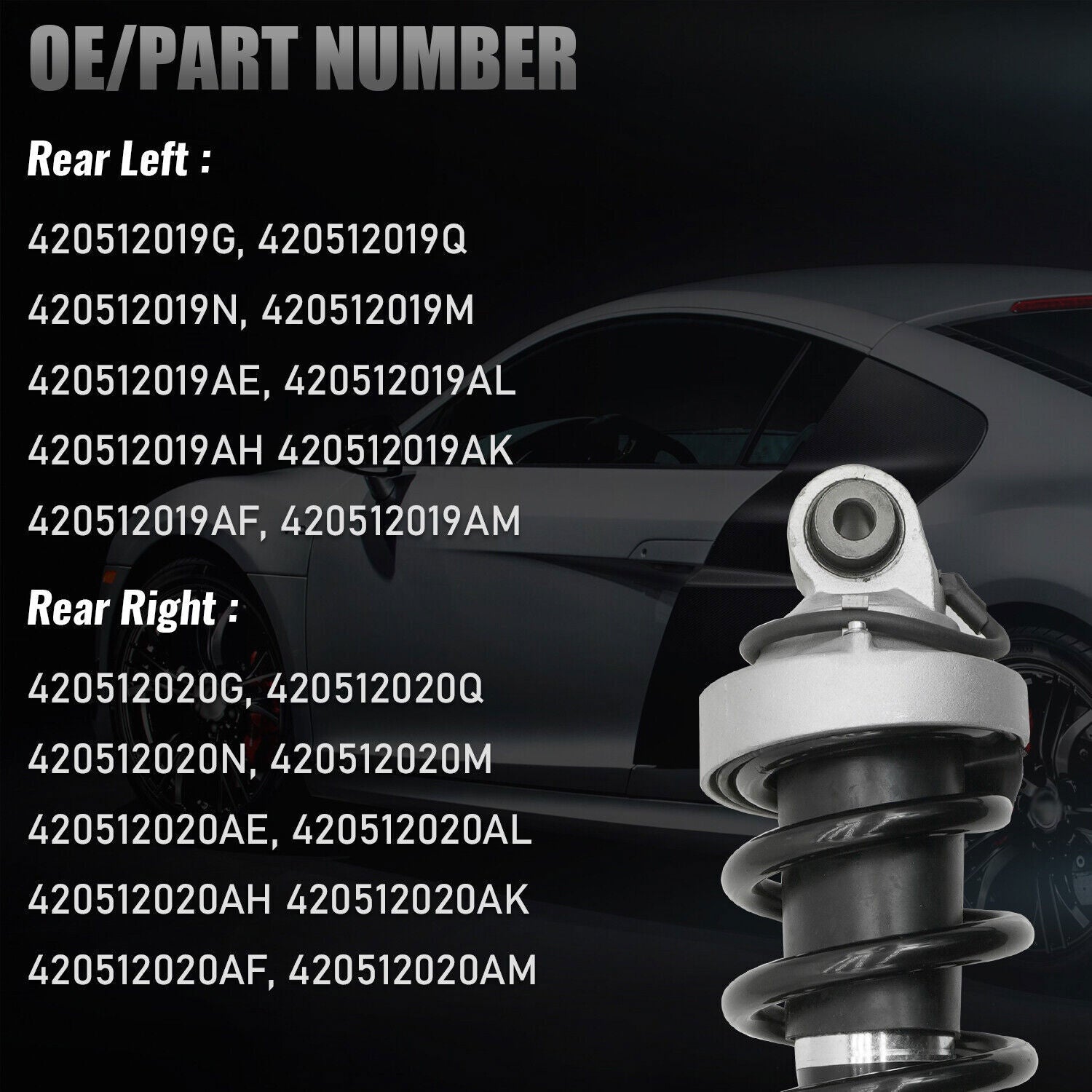 2 front shock absorber struts, Assys A2043233000, suitable for Mercedes-Benz W207, W204, W212 with ADS
