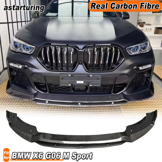 Fit for BMW X6 G06 M Sport 2020-2022 Real Carbon Fiber Front Bumper Lip Spoiler