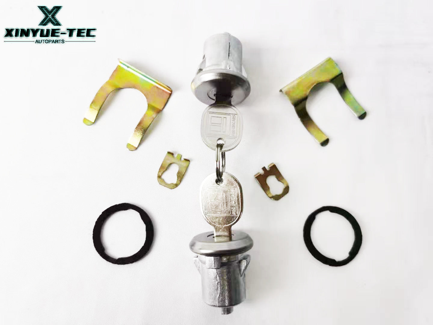 New GM Chrome Ignition/Doors/Trunk Lock Key Cylinder Set With Keys To Match