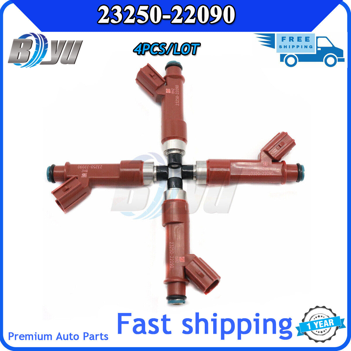 Four new fuel injector nozzles for Toyota for Corolla Matrix 2004-2008 1.8L 23250-22090