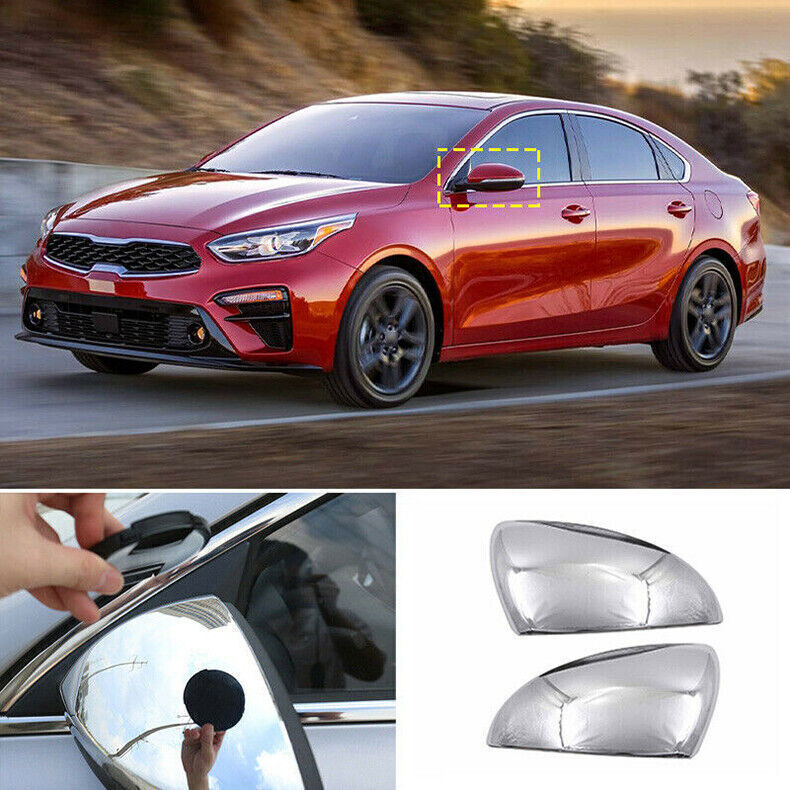 for Kia Forte K3 2019-21 Chrome Exterior Door Rear View Mirror Cover Cap Trim 2X