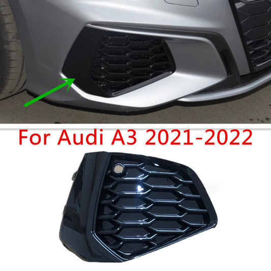 Right Side ABS Front Bumper Fog Lamp Cover Bezel Grill Fit for Audi A3 2021-2022