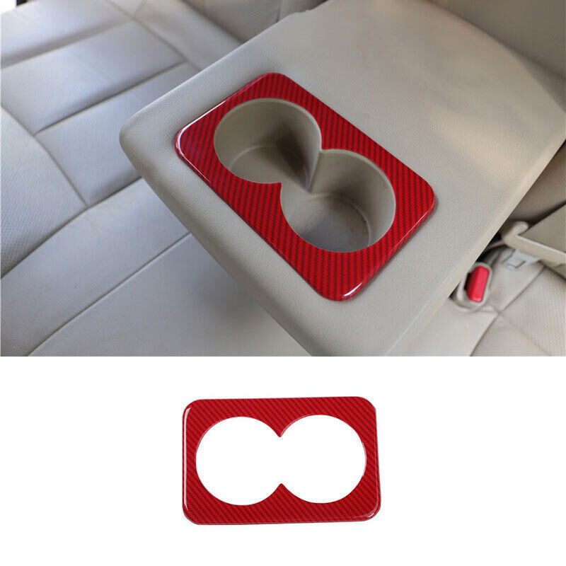 Red Carbon Fiber Rear Water Cup Panel Cover Trim ABS for Nissan Rogue 2014-2020