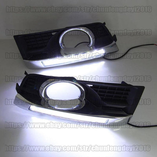 Daytime Running Lights DRL LED Fog Lamp Chrome Cover for Cadillac SRX 2010-2016